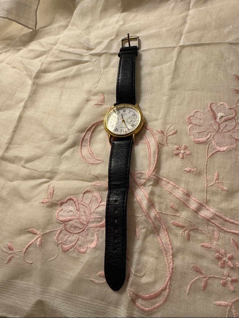 Citizen Gold Case Watch With Black Leather Strap